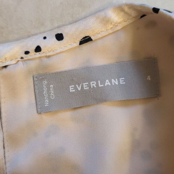 Everlane Satin Slip Dress Mini Cream Black Splatter Pattern Size 4 - Picture 3 of 8